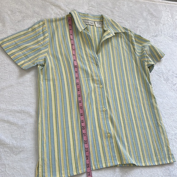 Vintage Women’s Coastal Grandma Preppy Short Sleeve Striped Button Up Shirt S - Picture 6 of 7